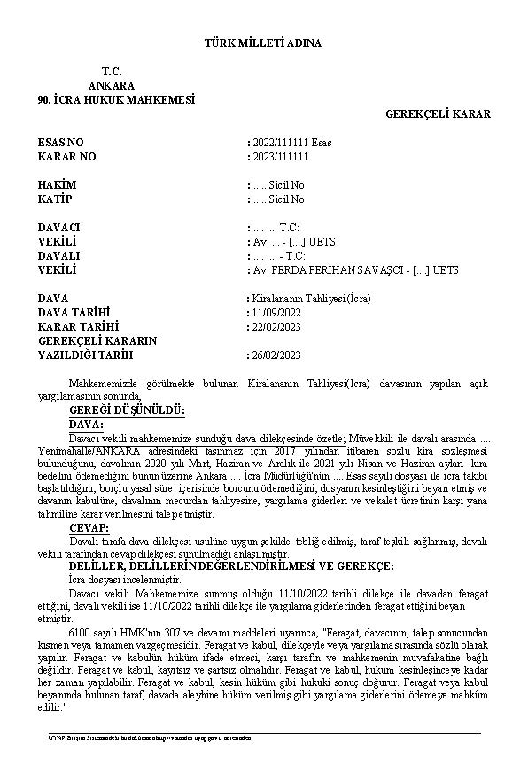 Gerekçeli Karar Örneği - Sayfa 1